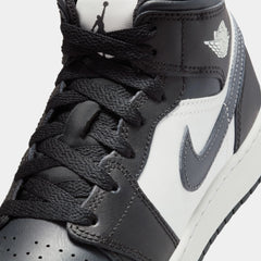 Air Jordan 1 Mid off Noir Grade School Lifestyle Shoes (Grey/Black/White)
