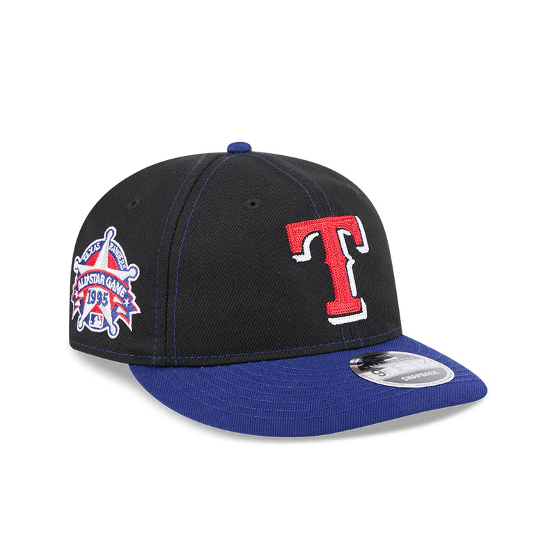 New Era 9Fifty Retro Crown Texas Rangers 1995 All Star Game Patch Snapback Hat - Black, Royal