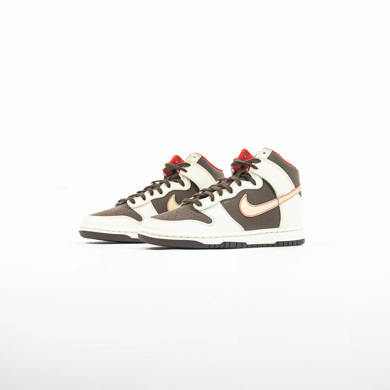 Nike Dunk Hi Retro SE Baroque Brown Sesame White Beige Red FB8892-200 Sneaker Shoe Trainer