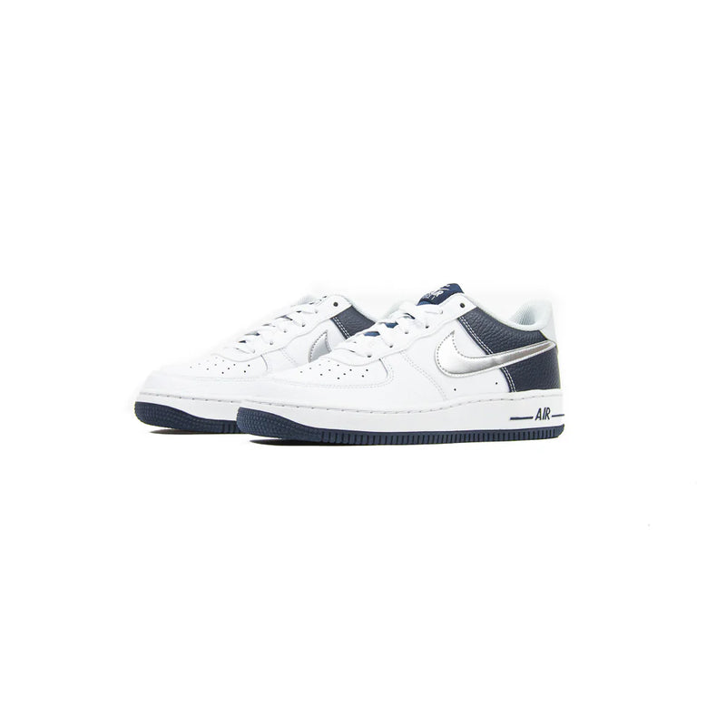 Kids Nike Air Force 1 LV8 GS White Metallic Silver Blue Black Sneaker Shoe Trainer