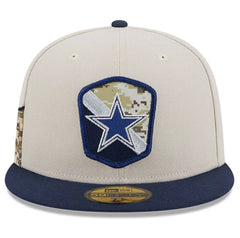 Dallas Cowboys New Era 2023 Salute to Service 59FIFTY Fitted Hat - Stone/Navy