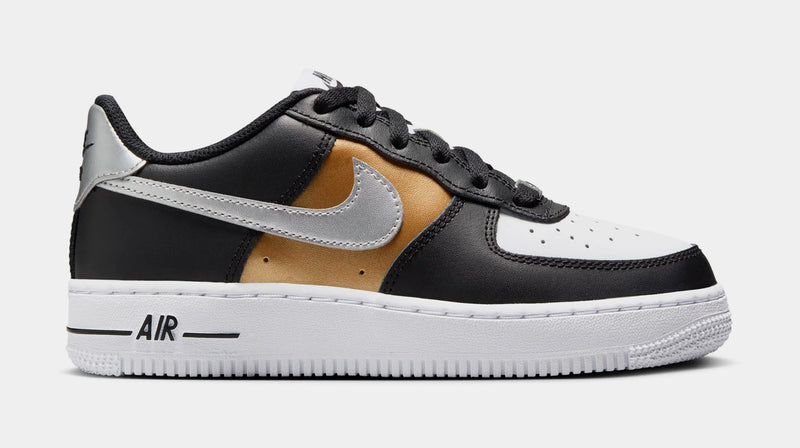 Air Force 1 Low Grade School Lifestyle Shoes (Black/White/Metallic Gold)