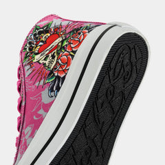 Skull High Top Preschool Lifestyle Shoes (Pink/White)