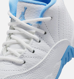 Air Jordan 12 Retro White and University Blue Infant Toddler Lifestyle Shoe - White/University Blue/Metallic Silver