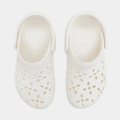 Classic Clog Floral Cut Out Preschool/Grade School Sandals (White)