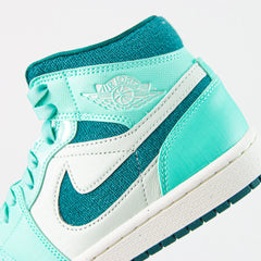 WMNS Nike Air Jordan 1 Mid SE Bleached Turq Sky J Teal Green White Sneaker Shoe Trainer