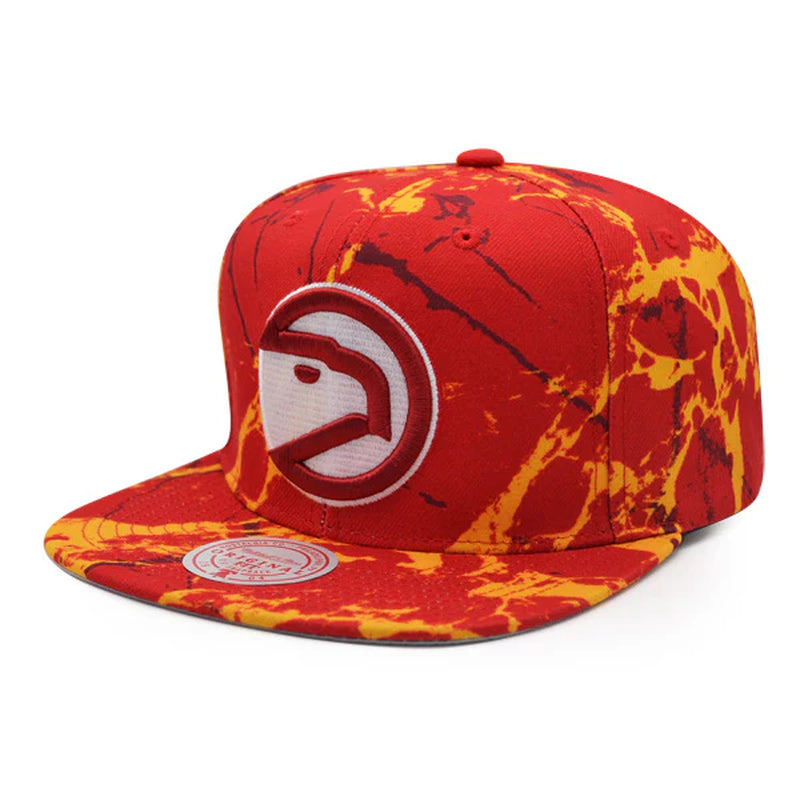 Atlanta Hawks Mitchell & Ness down for ALL Snapback Hat - Red/Yellow