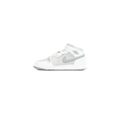 Nike Air Jordan 1 Mid SE BG Summit White Metallic Silver Grey Sneaker Shoe Trainer