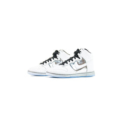 Wmns Nike Dunk High SE White Metallic Silver Black Grey Sneaker Shoe Trainer