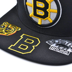 Boston Bruins Mitchell & Ness NHL HAT TRICK Snapback Adjustable Hat - Black/Gold