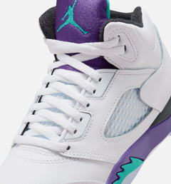Air Jordan 5 Retro Grape Preschool Lifestyle Shoe - White/New Emerald/ Grape Ice/Black
