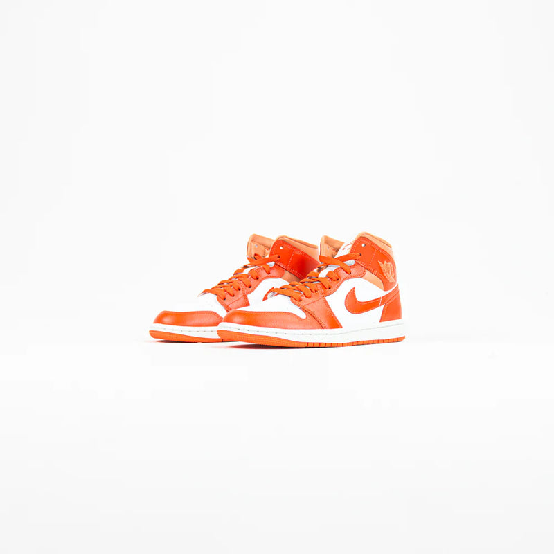 Wmns Nike Air Jordan 1 Mid Summit White Cosmic Clay Orange Red BQ6472-108 Sneaker Shoe Trainer