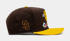 San Diego Padres Cartoon 950AF Snapback Mens Hat (Brown/Yellow)