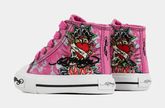 Skull High Top Infant Toddler Lifestyle Shoes (Pink/White)