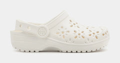 Classic Clog Floral Cut Out Preschool/Grade School Sandals (White)