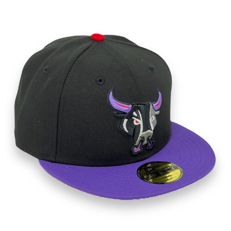 SAN ANTONIO RAMPAGE (BLACK/PURPLE) NEW ERA 59FIFTY FITTED (RED BOTTOM) (AIR JORDAN 4 RETR0 RAPTORS)