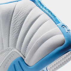 Air Jordan 12 Retro White and University Blue Grade School Lifestyle Shoes (White/University Blue/Metallic Silver)