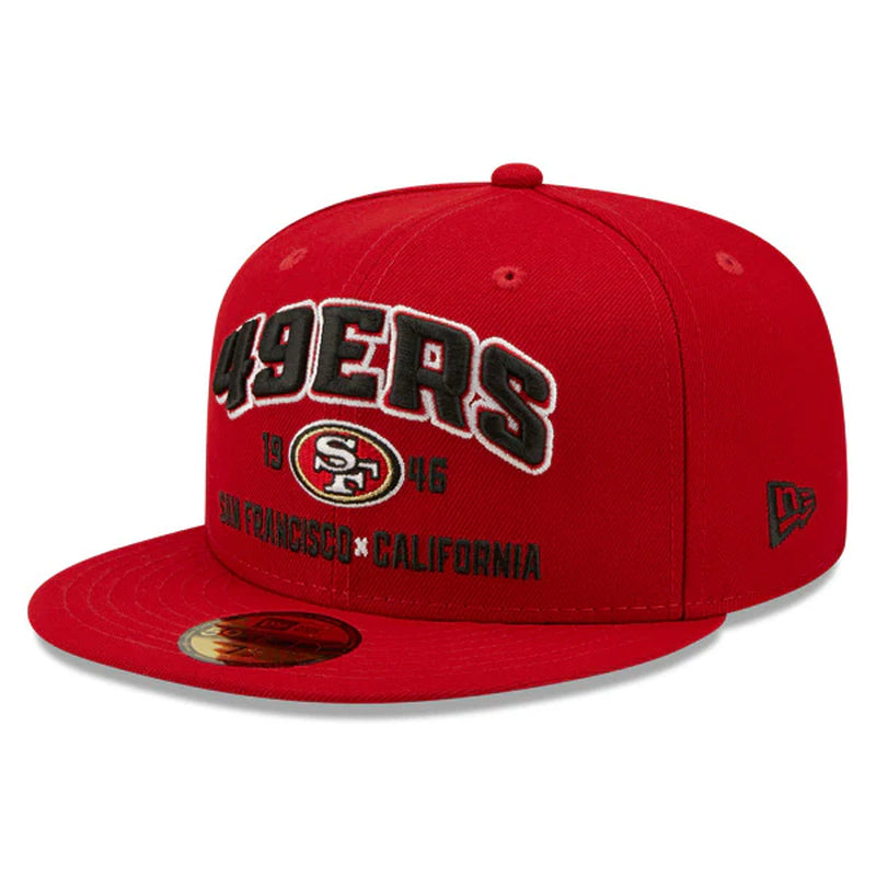 San Francisco 49Ers New Era STACKED Fitted 59Fifty NFL Hat - Scarlet