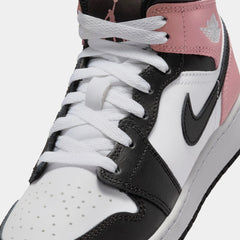 Air Jordan 1 Mid Grade School Lifestyle Shoes (White/Black/Rust Pink)