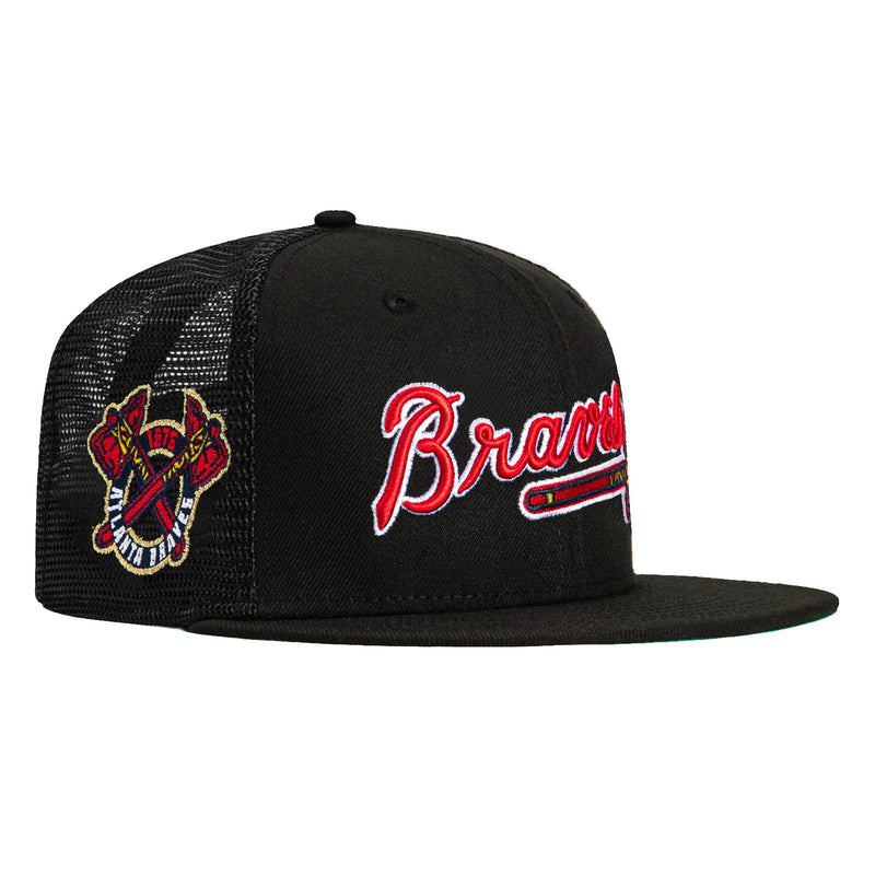 New Era 59Fifty Black Dome Atlanta Braves 1876 Patch Trucker Hat - Black