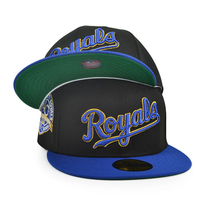 Kansas City Royals 40Th ANNIVERSARY Exclusive New Era 59Fifty Fitted Hat - Black/Royal