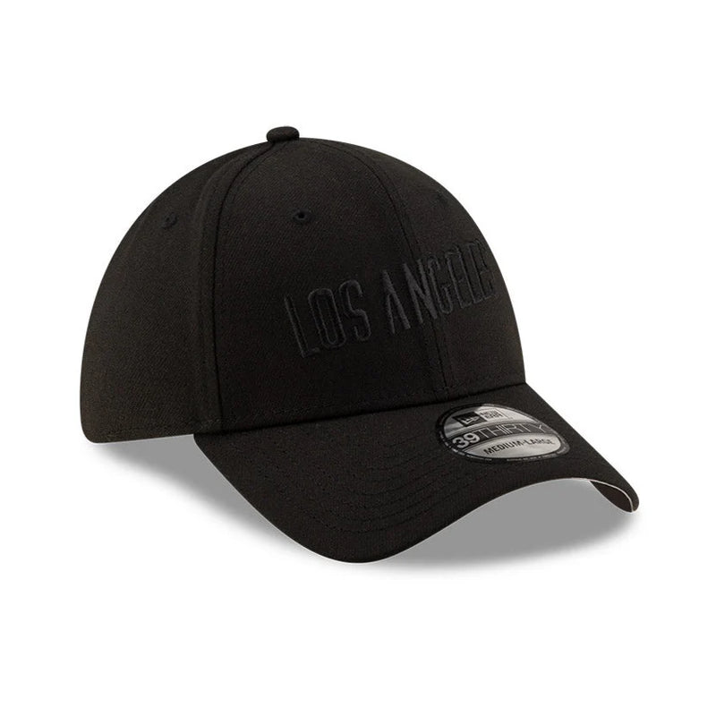 New Era 39Thirty Los Angeles Dodgers Script Stretch Fitted Hat - Black, Black