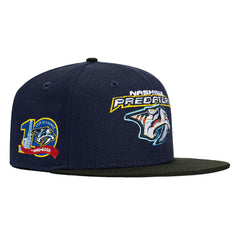 New Era 59Fifty Nashville Predators 10Th Anniversary Patch Logo Hat - Light Navy, Black