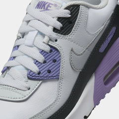 Air Max 90 Grade School Lifestyle Shoes (White/Dusty Amethyst/Photon Dust/Light Smoke Grey)