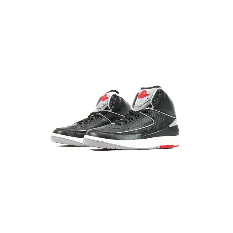 Kids Nike Air Jordan 2 Retro GS Black Cement Grey Fire Red White Sneaker Shoe Trainer