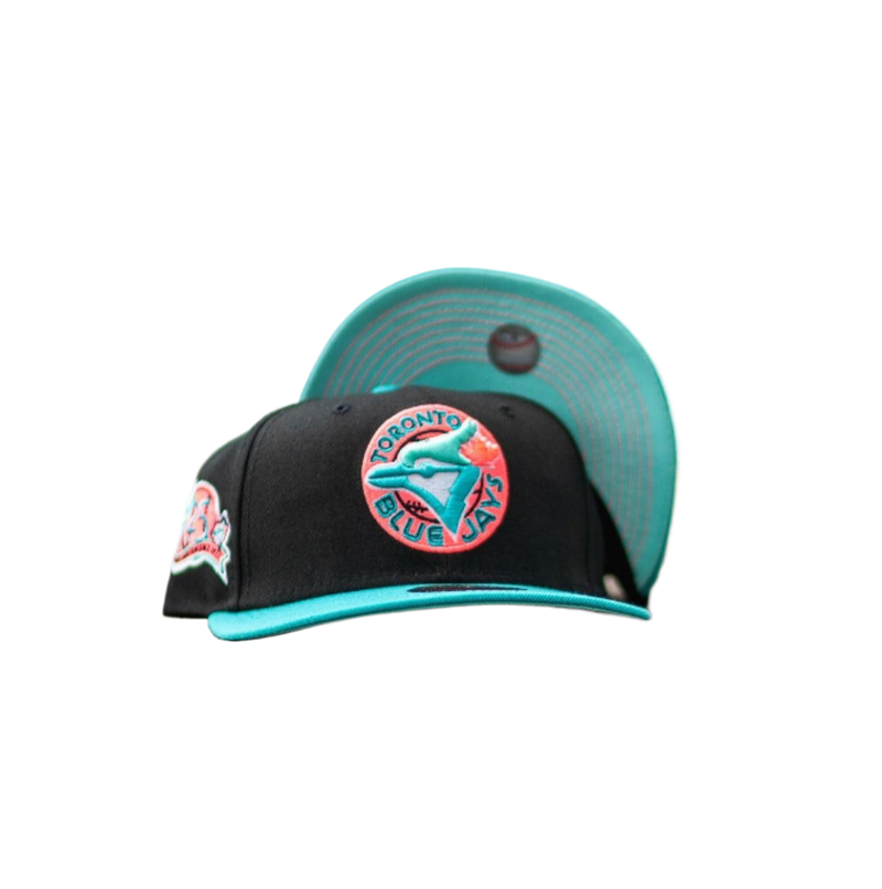 New Era Toronto Blue Jays 25th Anni Black Teal Blue Mint 59Fifty 5950 Fitted Hat
