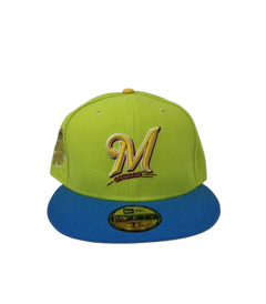 New Era Milwaukee Brewers '02 Yellow Sky Blue 59Fifty 5950 Patch Fitted Cap Hat