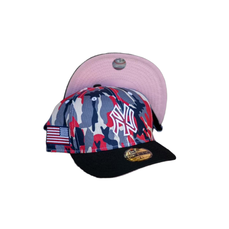 New Era NY Yankees Camo Red Blue White Black Pink 59Fifty 5950 Patch Fitted Hat