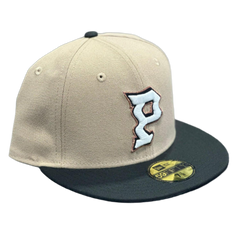 New Era Bone P Glow in the Dark Beige White Black 59Fifty 5950 Patch Fitted Hat