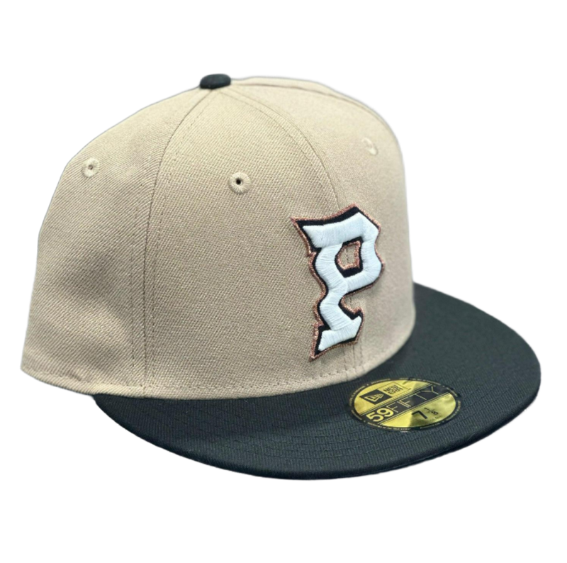 New Era Bone P Glow in the Dark Beige White Black 59Fifty 5950 Patch Fitted Hat