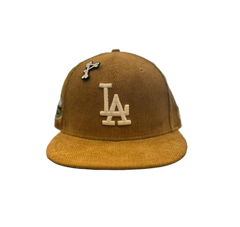 New Era LA Dodgers Glow Wheat Brown Corduroy 59Fifty 5950 Patch Fitted Cap Hat