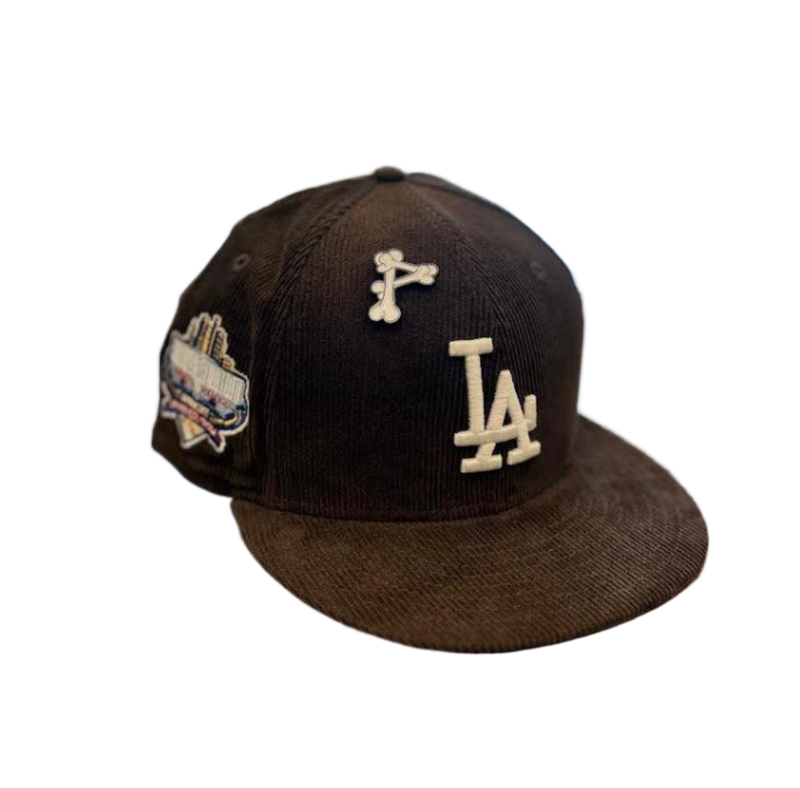 New Era LA Dodgers Glow Walnut Brown Corduroy 59Fifty 5950 Patch Fitted Cap Hat