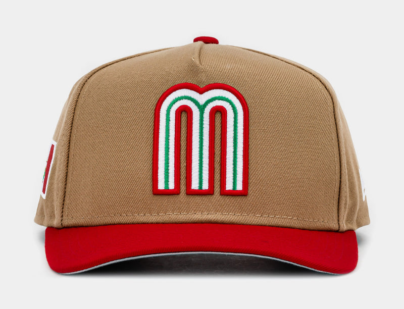 Shoe Palace Exclusive Mexico Curve 950AF Snapback Mens Hat (Khaki/Red)