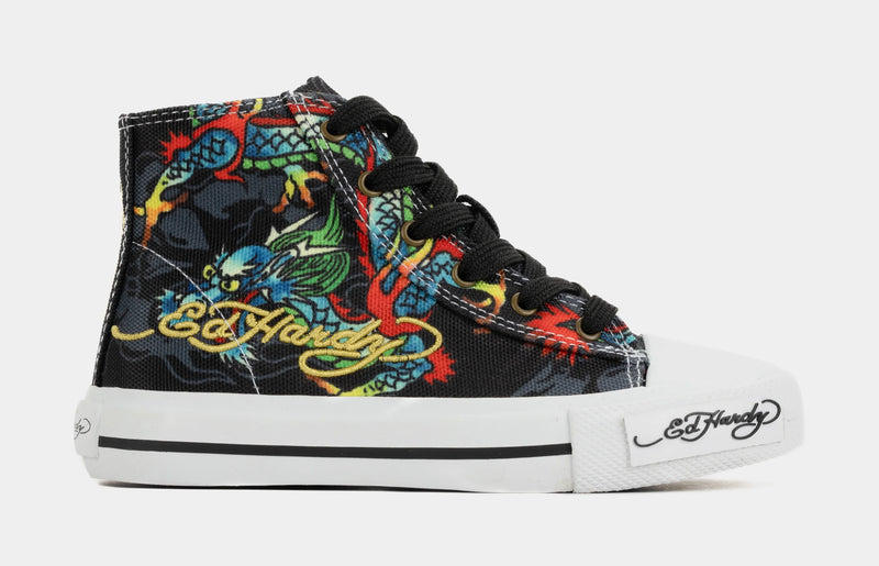 Dragon Tattoo High Top Preschool Lifestyle Shoes (Black/White)