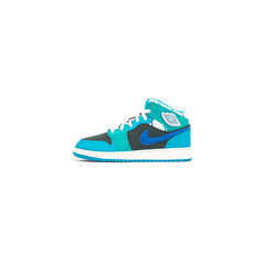 Kids Nike Air Jordan 1 Mid SS GS Anthracite Glacier Blue Teal Green White Black Sneaker Shoe Trainer