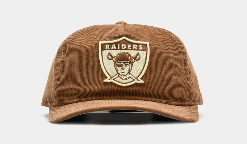 Las Vegas Raiders Golfer Snapback Mens Hat (Brown/White)