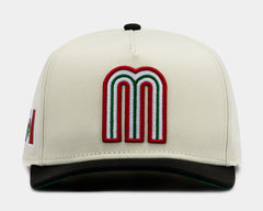 Mexico Curve Beige 950AF Snapback Mens Hat (Beige/Red)