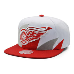 Detroit Redwings NHL Mitchell & Ness SHARKTOOTH Snapback Hat - Red/Gray
