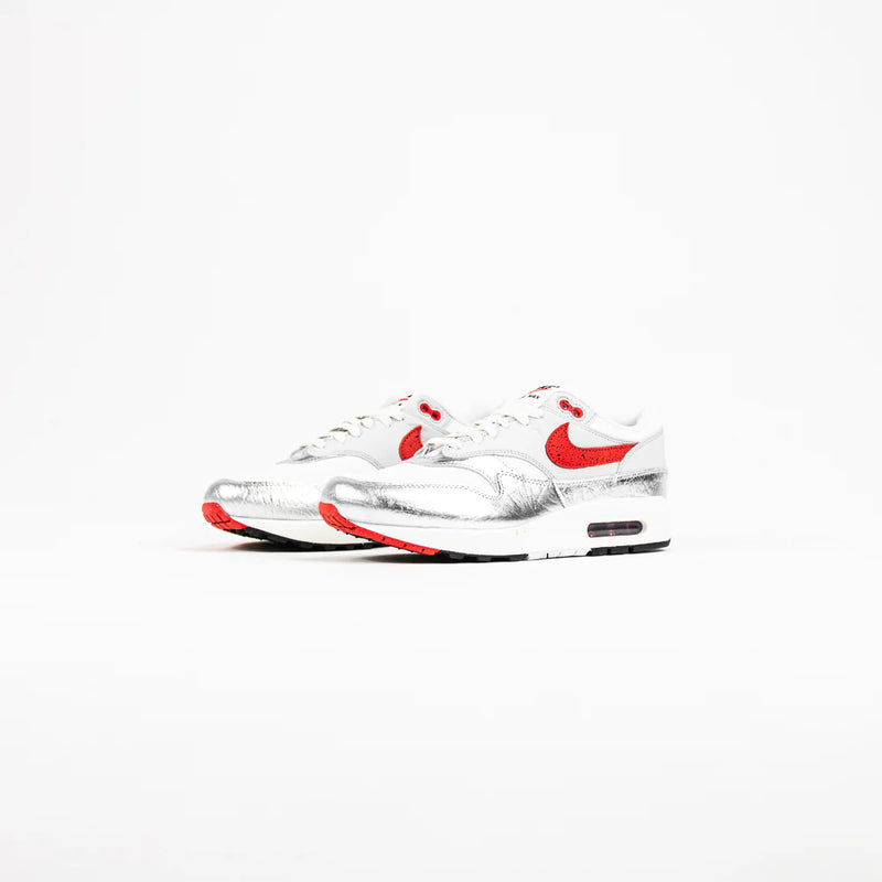 Nike Air Max 1 PRM White Chile Red Grey Silver Black HF7746-100 Sneaker Shoe Trainer