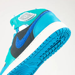 Kids Nike Air Jordan 1 Mid SS GS Anthracite Glacier Blue Teal Green White Black Sneaker Shoe Trainer