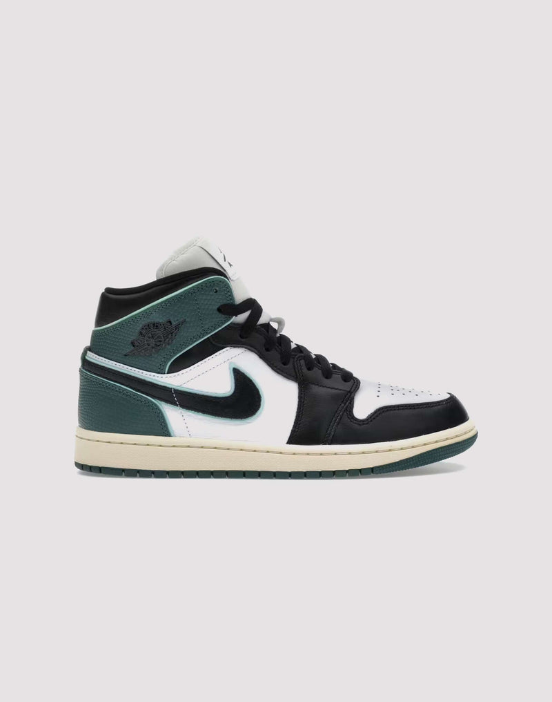 WMNS Jordan Air Jordan 1 Mid SE White Black Green FQ7818-100 Sneaker Shoe Trainer