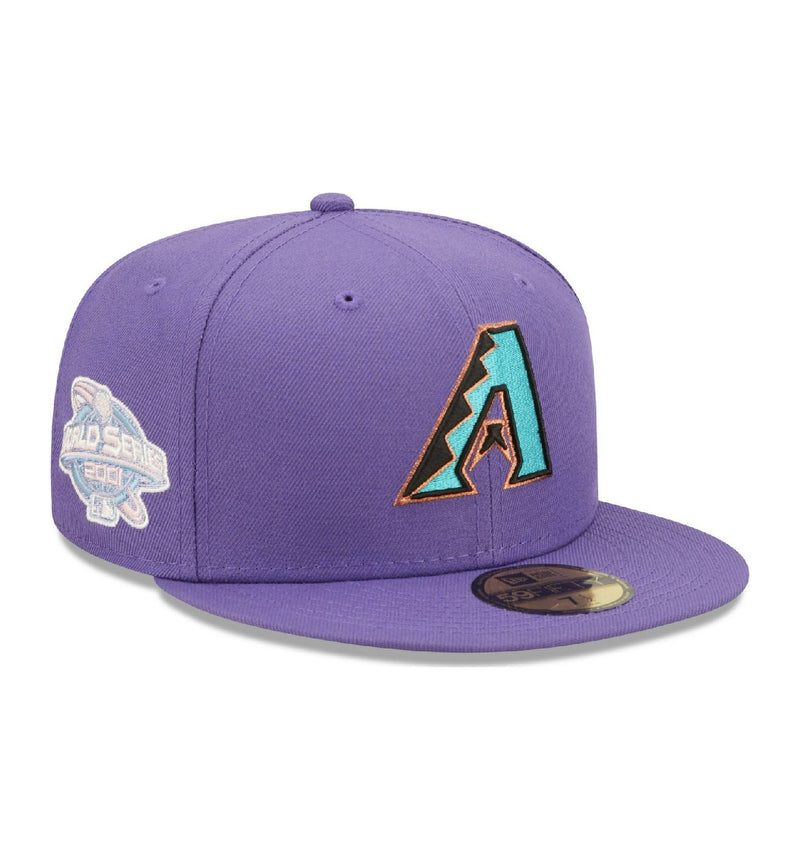 New Era Arizona Diamondbacks 2001 World Series 59Fifty 5950 Fitted Hat Purple Blue Pink