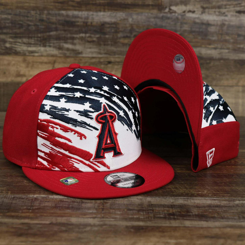 New Era Anaheim Angels 2022 4th Of July Stars And Stripes 9Fifty 950 Snapback Hat Red White Blue UV