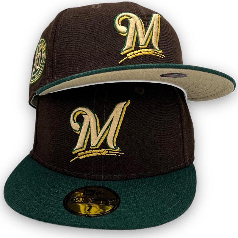 New Era Brewers Beef Broccoli 5950 59FIFTY Brown Green Fitted Tan Khaki UV