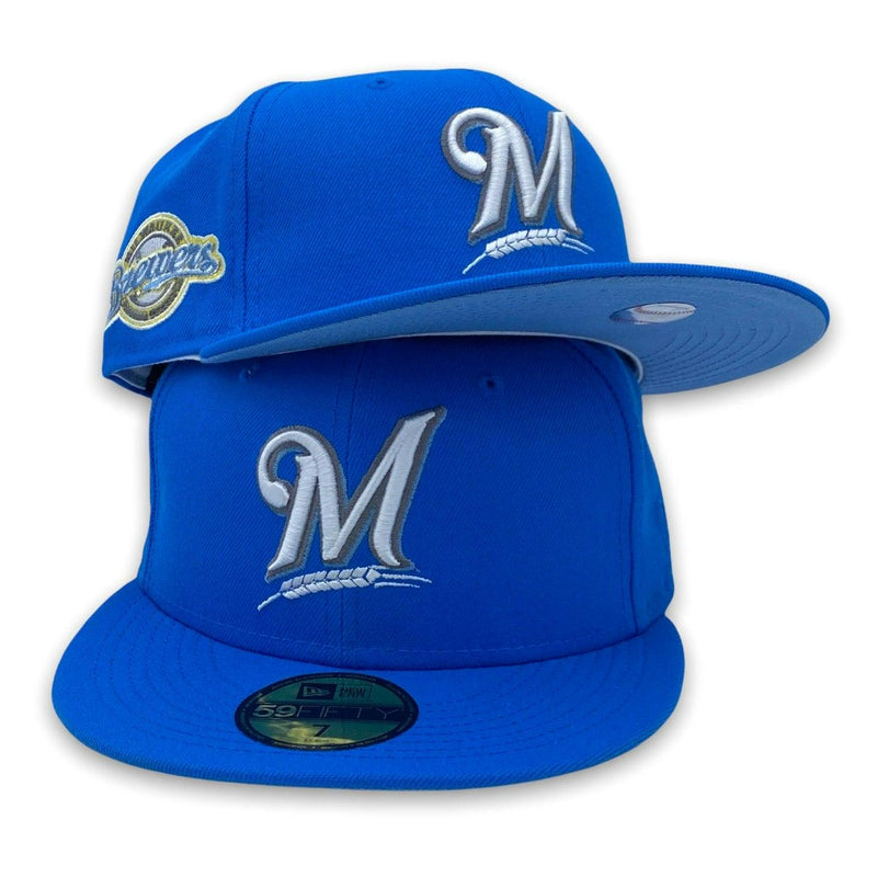 New Era Milwaukee Brewers Frozen Baby Blue 5950 59FIFTY Fitted Hat Patch Bottom