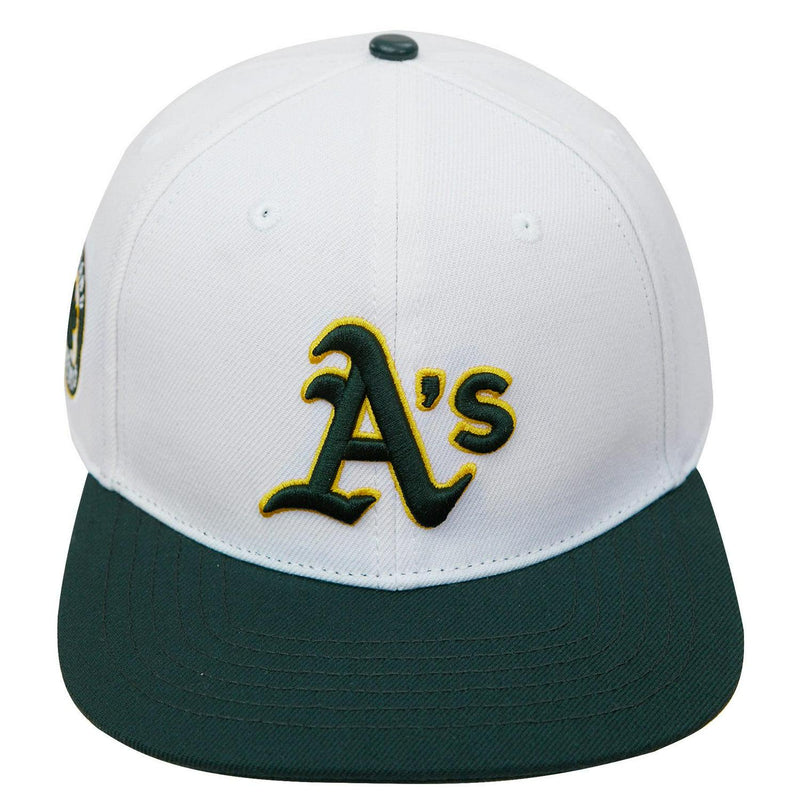 Pro Standard Oakland Athletics Classic Logo Snapback Hat White Green Yellow Patch